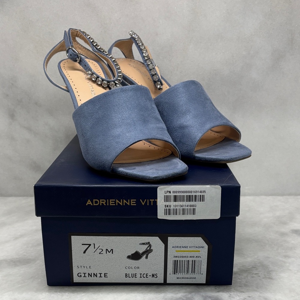 Adrienne Vittadini Blue Heeled Sandals with Embellishments